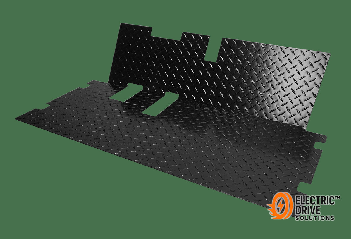 STEELENG Black Powder Coat Aluminum Diamond Plate Floor Mat for EZGO RXV — Electric Drive Solutions