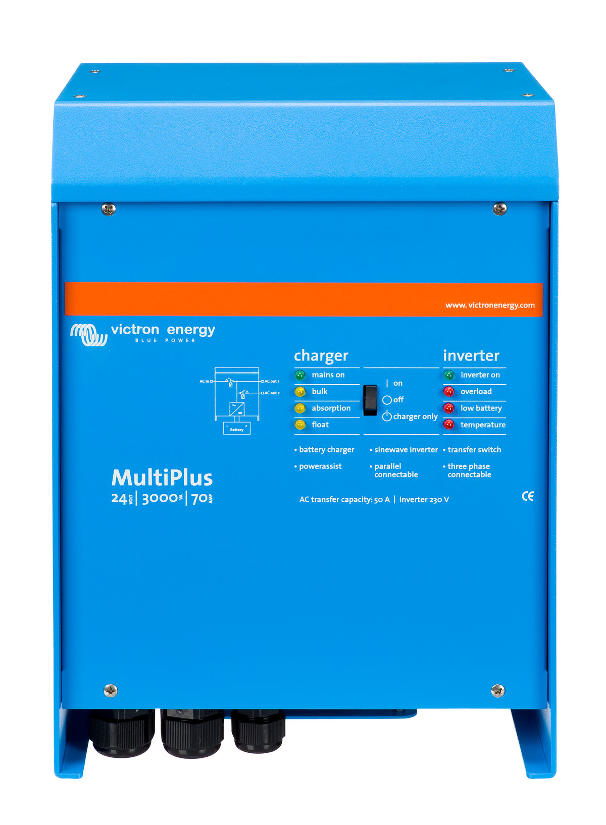 Victron MultiPlus24/3000/70-50 120V VE.Bus — Victron OEM product photo (SKU PMP243021102)