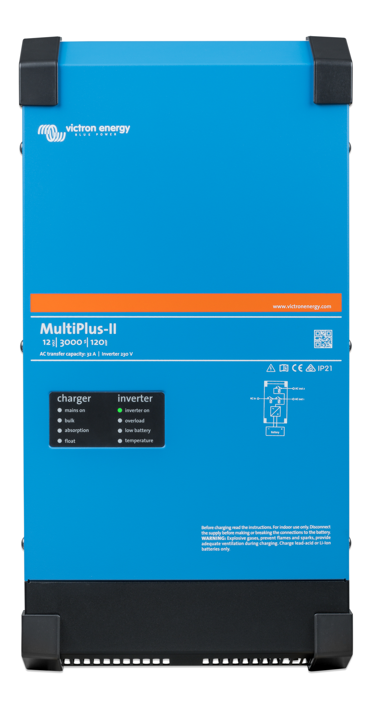 Victron MultiPlus-II 12/3000/120-50 120V — Victron OEM product photo (SKU PMP122305120)
