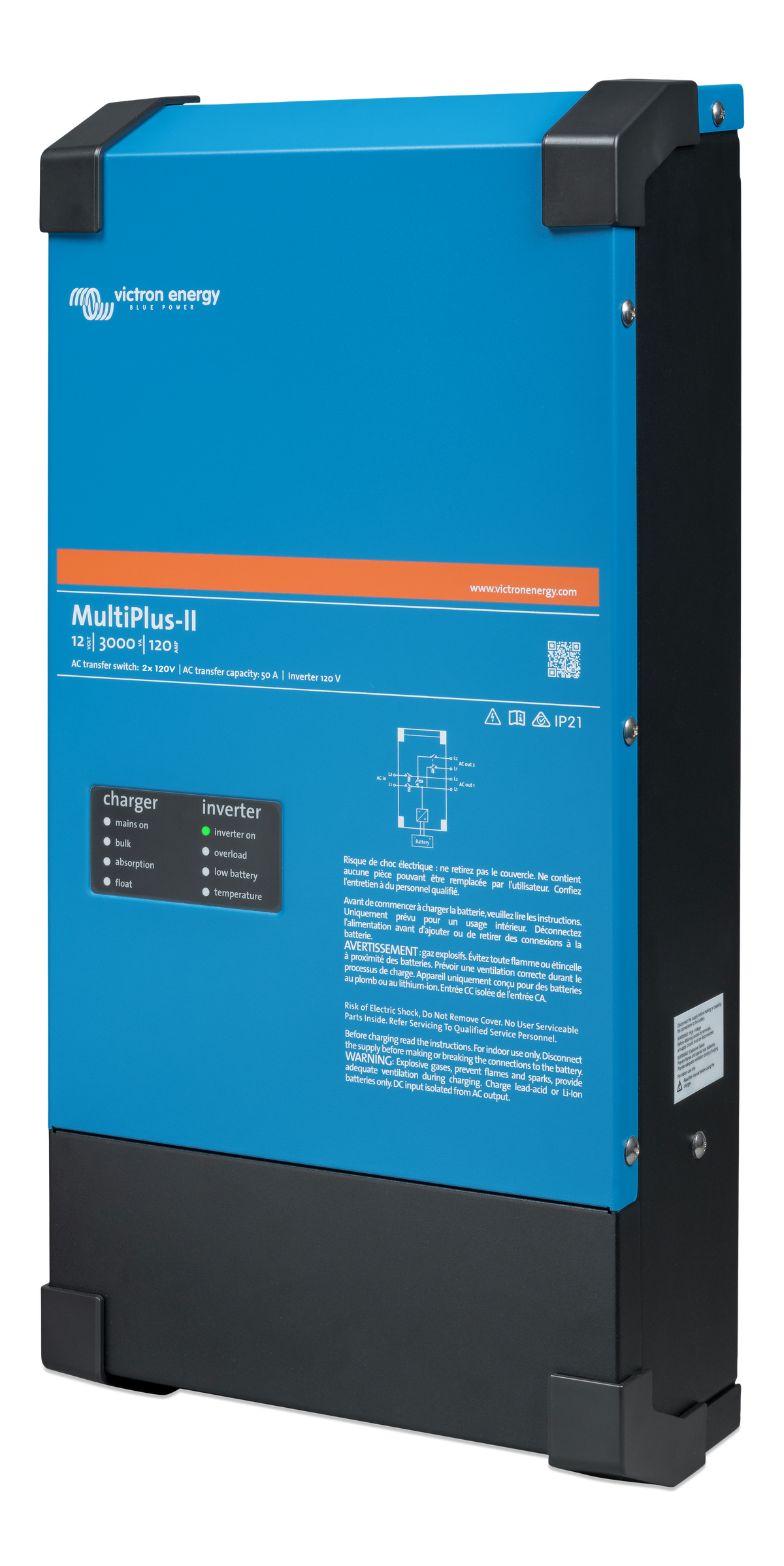 Victron MultiPlus-II 2x120Vac 3000VA Output 24Vdc 70A DC Charger - Victron Energy