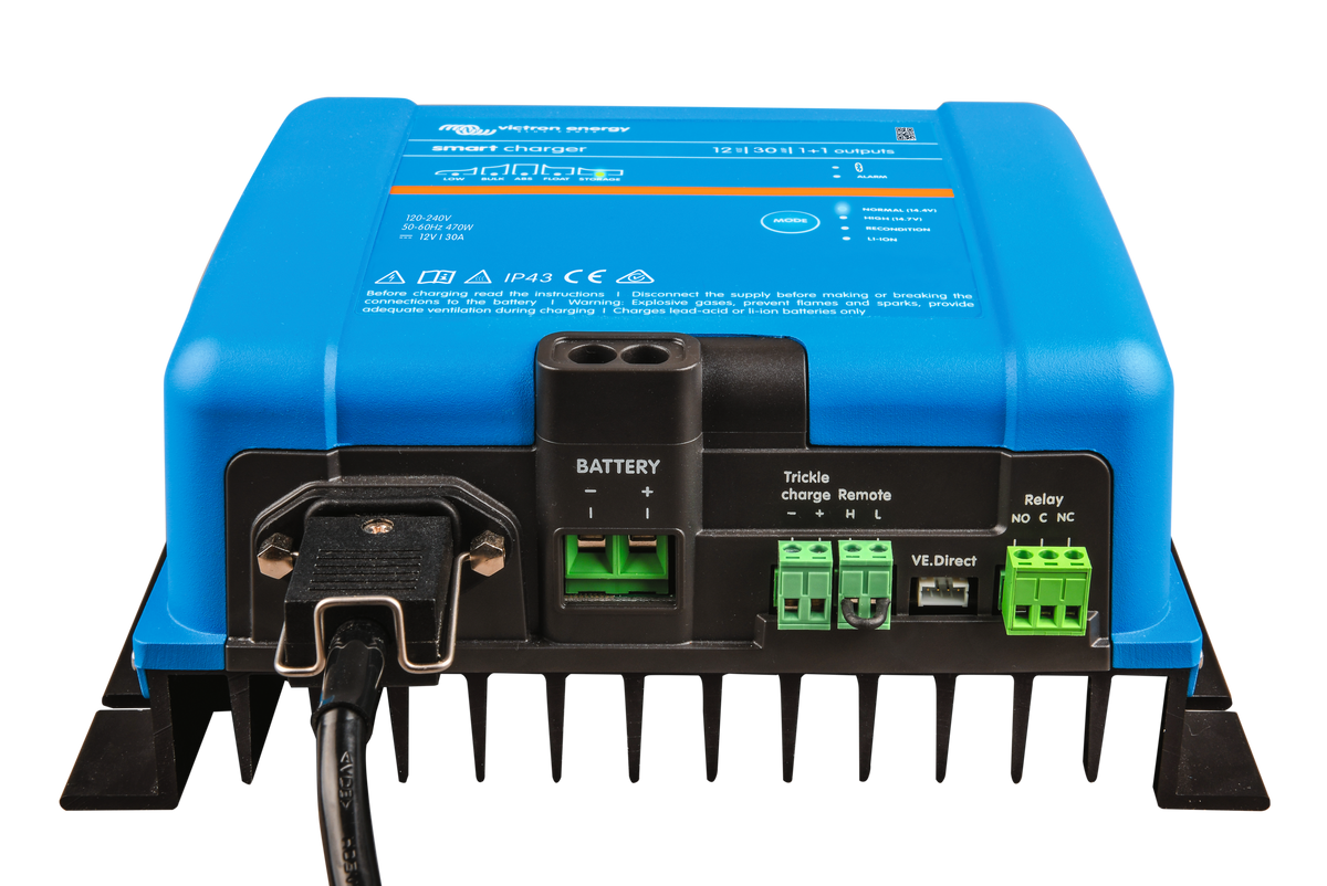 Victron Smart IP43 Charger 24/16 (1+1) 120/240V — Victron OEM alternate angle (SKU PSC241651095)