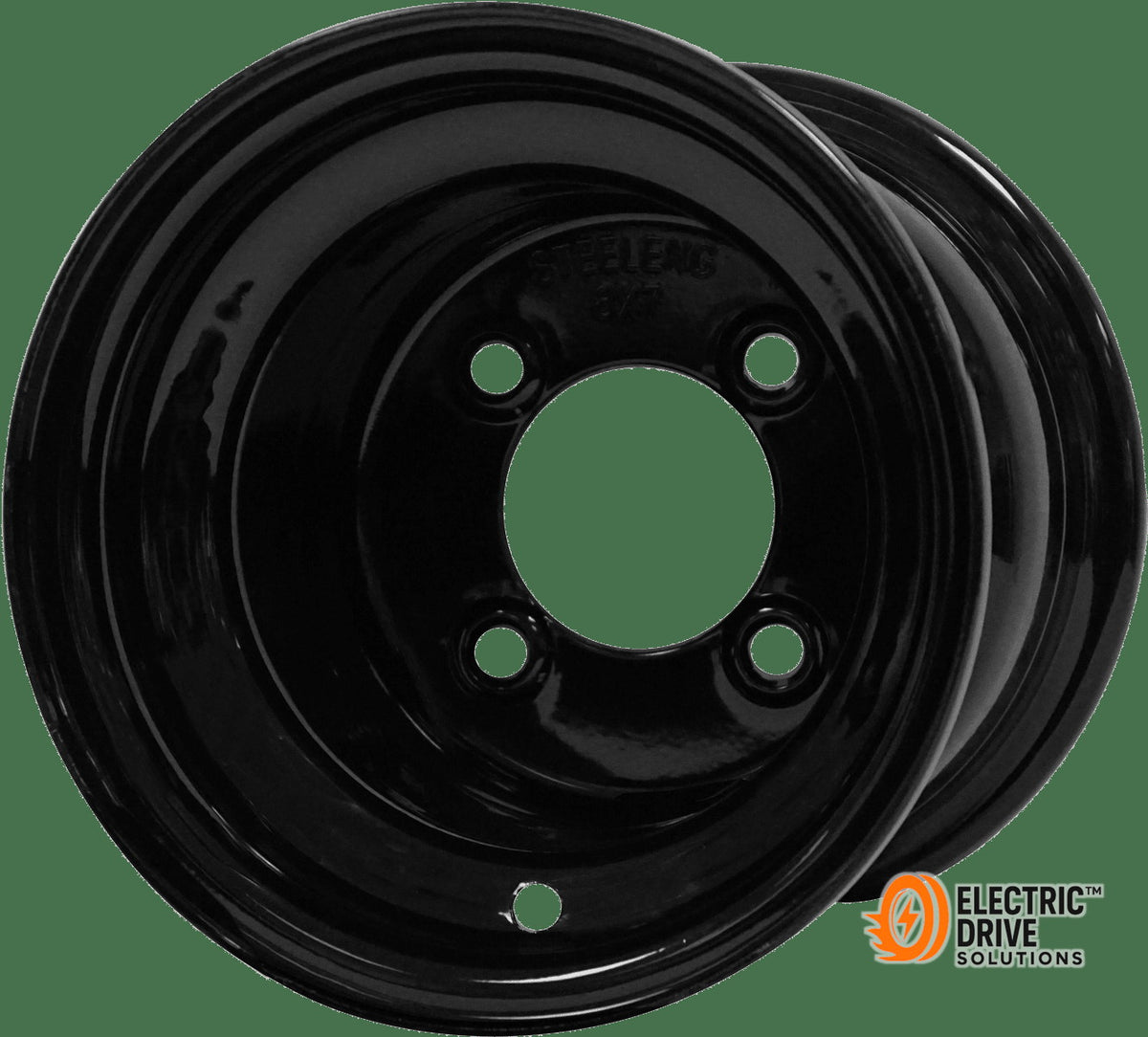 STEELENG 8-inch Steel Wheel, Black, Mounted Set of 4 — Electric Drive Solutions