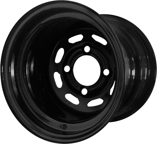 STEELENG 10″ Steel Wheel – Black – Slotted — single wheel product photo (SKU SW1001)