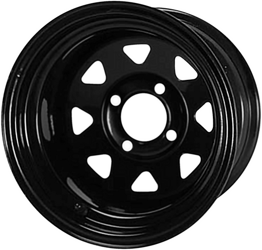STEELENG 12″ Steel Wheel – Black – Slotted — single wheel product photo (SKU SW1201)