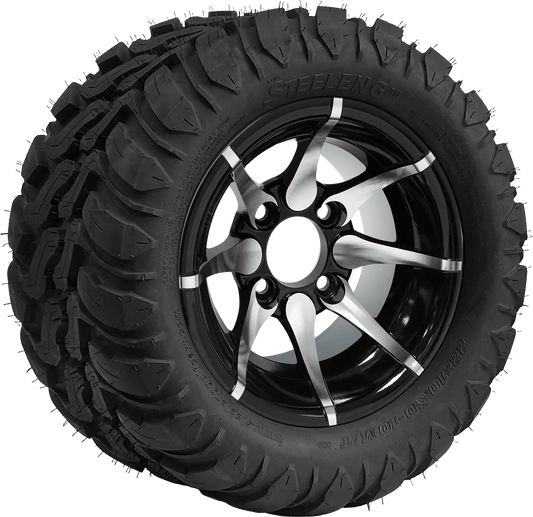10″ Kraken Machined/Black Wheel – Aluminum Alloy / STEELENG 22″x10.5″-10″ Mud Terrain