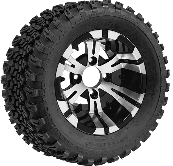 10″ Vampire Machined/Black Wheel – Aluminum Alloy / STEELENG 22″x11″-10″ All Terrain Tire