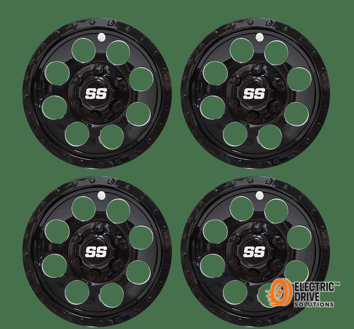 STEELENG 10-inch Wheel Covers Glossy Black finish SS design (Set of 4) — Electric Drive Solutions