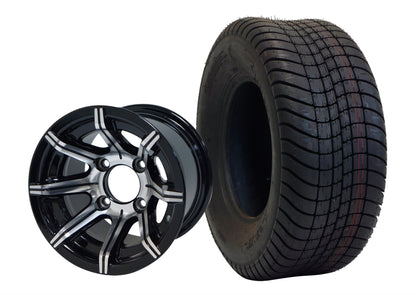 10″ Spider Machined/Black Wheel – Aluminum Alloy / STEELENG 205/65-10 Comfort Ride Street Tire DOT approved