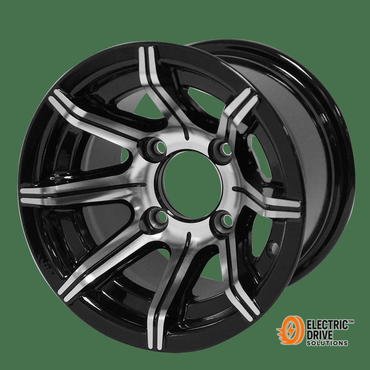STEELENG 10-inch Spider Machined/Black, Mounted Set of 4 — Electric Drive Solutions