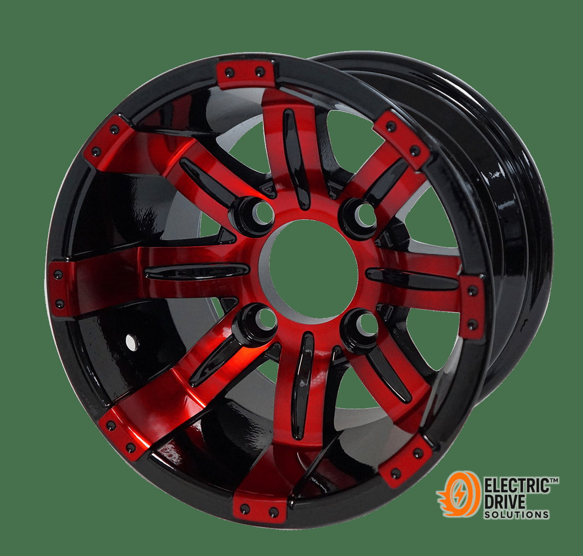 STEELENG 10-inch Tempest Red/Black, Mounted Set of 4 — Electric Drive Solutions