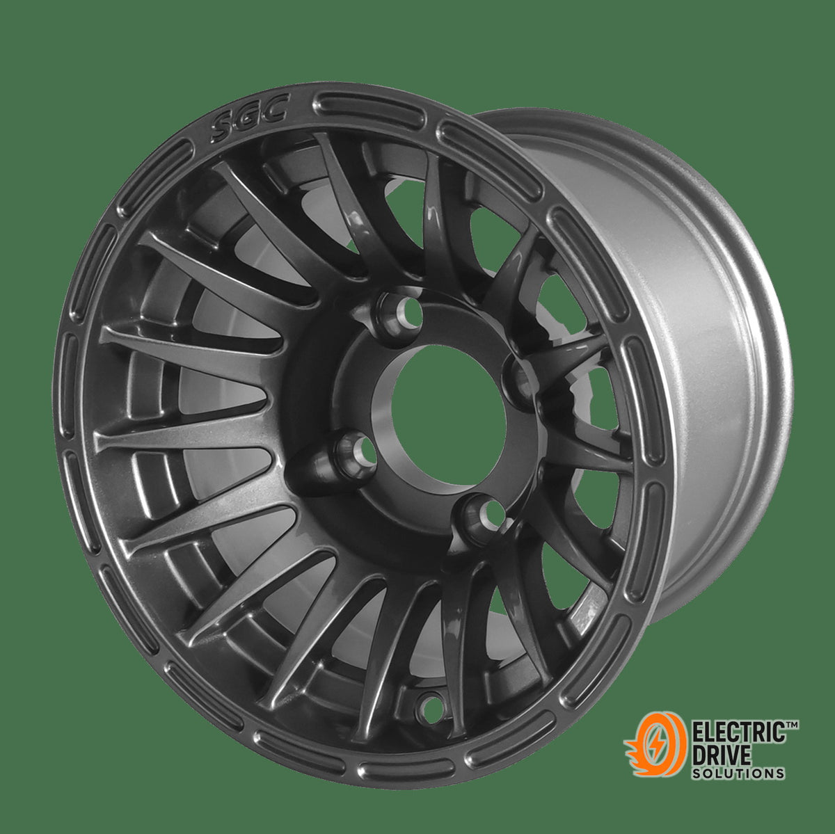 STEELENG 10-inch Medusa Machined/Gunmetal, Mounted Set of 4 — Electric Drive Solutions