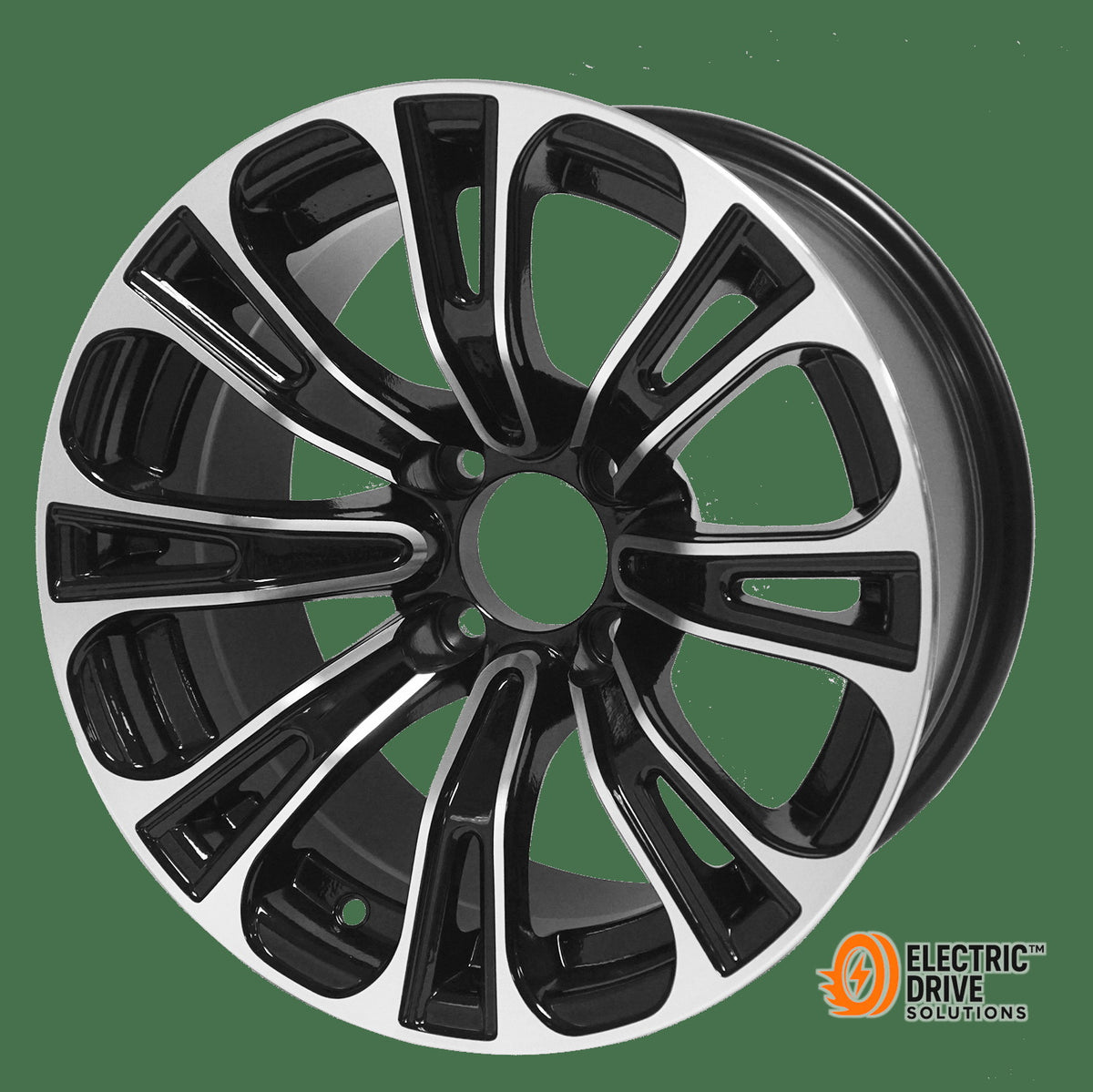 STEELENG 14-inch Vector Machined/Black, Mounted Set of 4 — Electric Drive Solutions