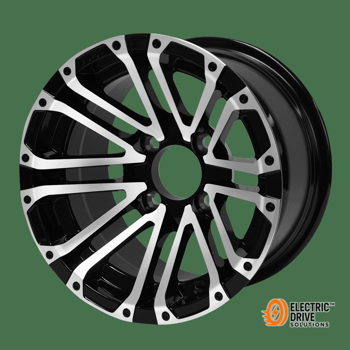STEELENG 14-inch Lancer Machined/Black, Mounted Set of 4 — Electric Drive Solutions
