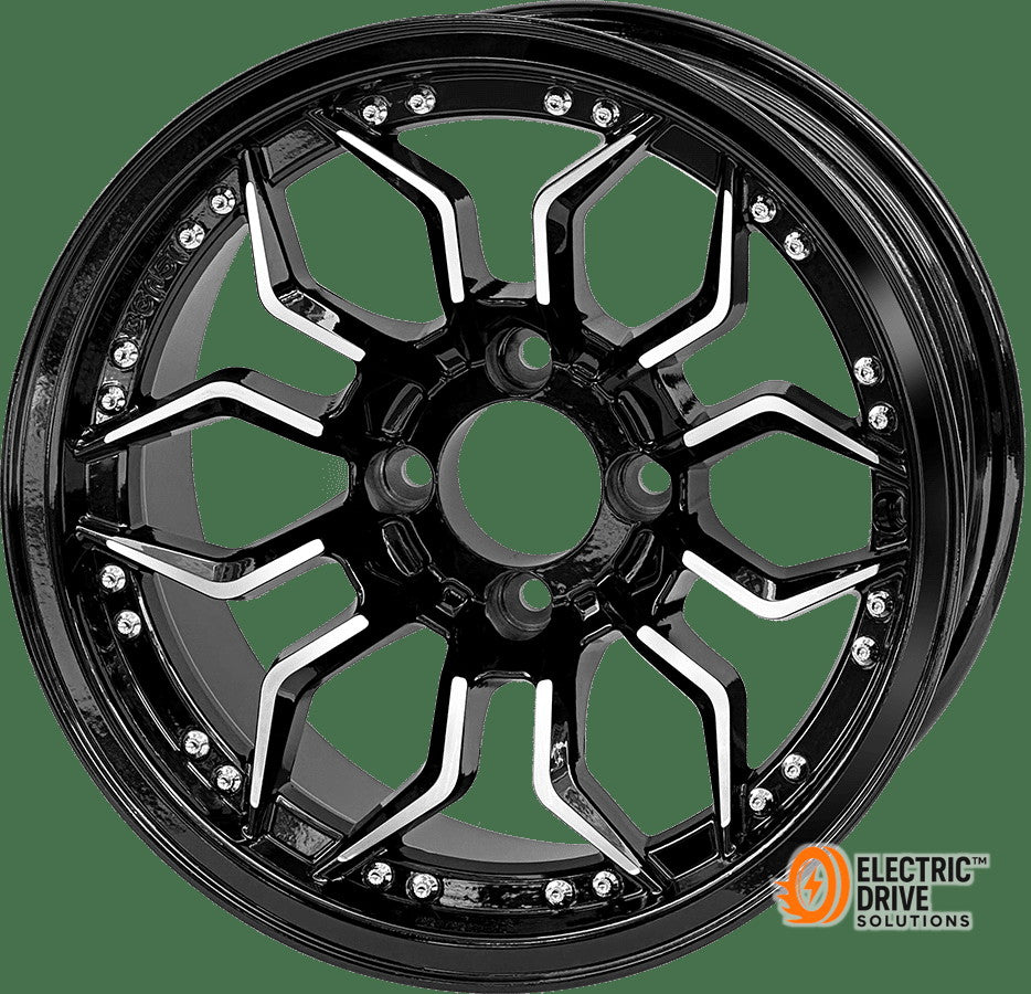 STEELENG BEAST 14-inch Scorpion Machined Black, Mounted Set of 4 — Electric Drive Solutions