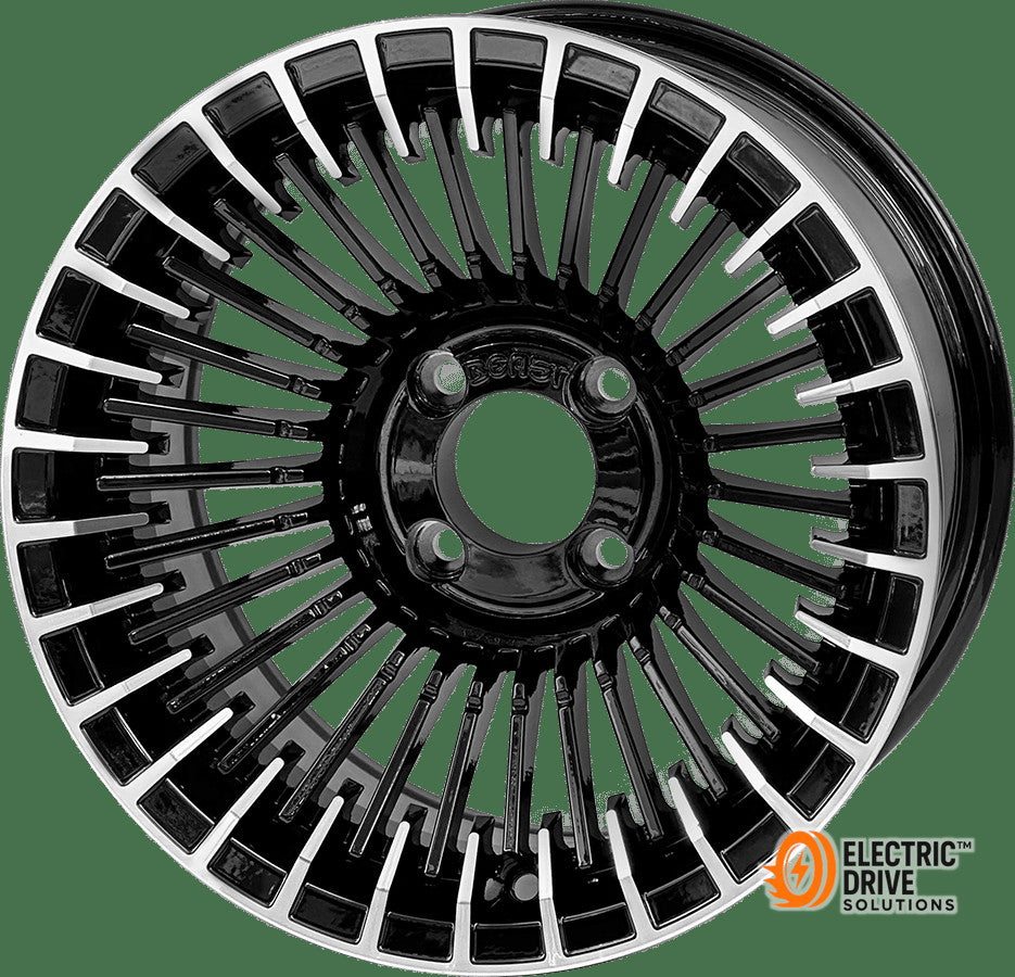 STEELENG 14-inch Piranha Machined Black, Mounted Set of 4 — Electric Drive Solutions