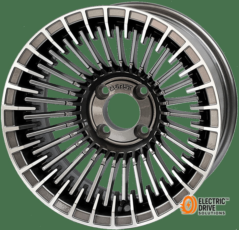 STEELENG 14-inch Piranha Gunmetal, Mounted Set of 4 — Electric Drive Solutions