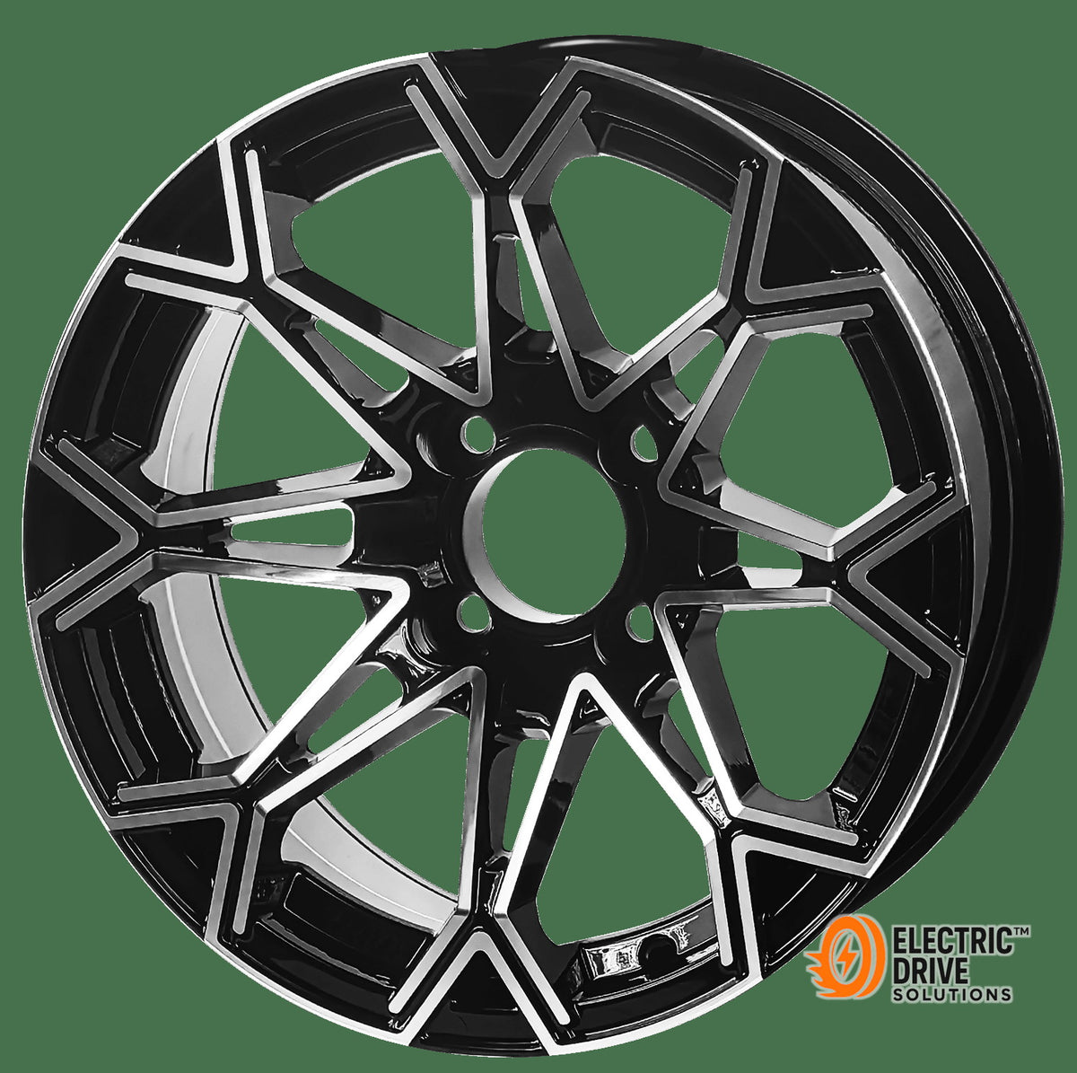STEELENG 14-inch Thunder Machined/Black, Mounted Set of 4 — Electric Drive Solutions