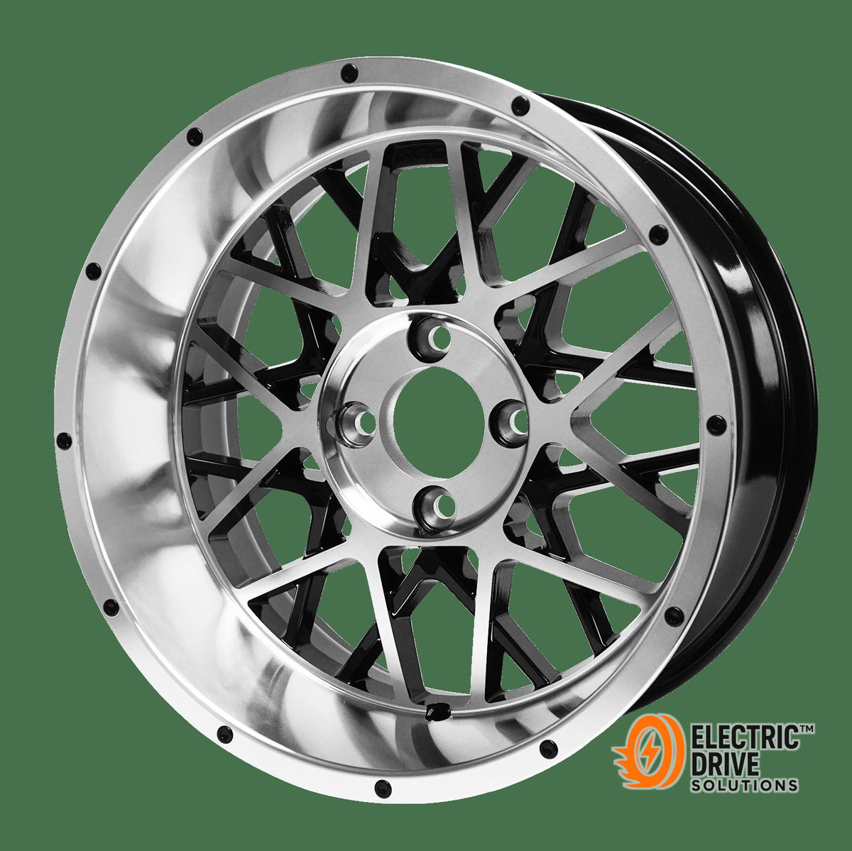 STEELENG 15-inch Venom Machined/Black, Mounted Set of 4 — Electric Drive Solutions