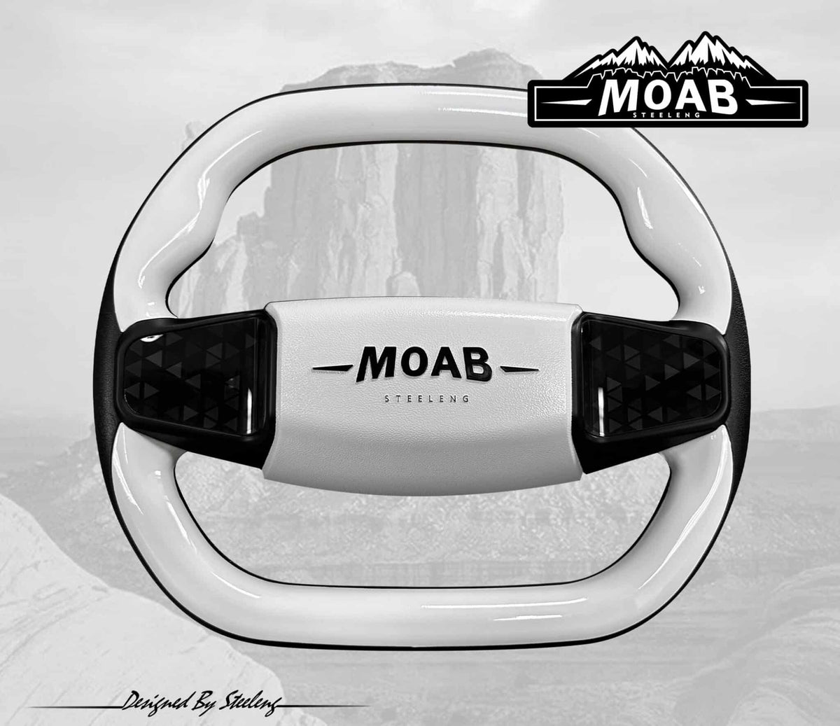 STEELENG MOAB Steering Wheel, Sport Version, White with Steering Wheel Adaptor for Club Car DS, part BNDL-WA0009-WADS01