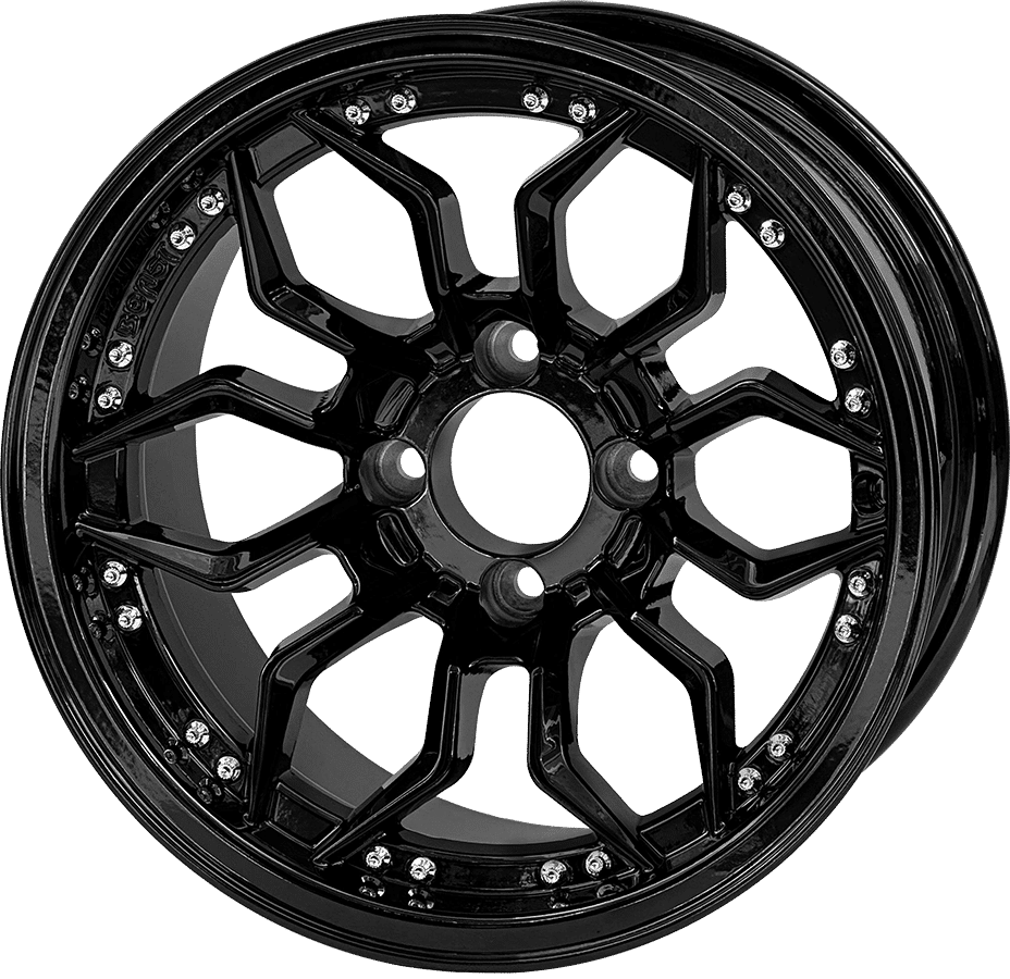 STEELENG 14-inch Scorpion Glossy Black, Mounted Set of 4, part WH1444