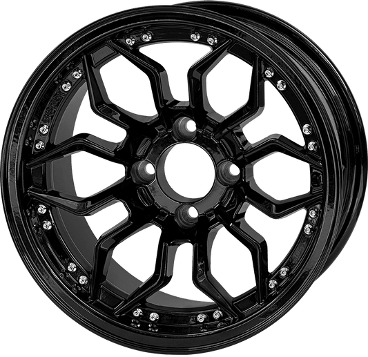 STEELENG 14-inch Scorpion Glossy Black, Mounted Set of 4, part WH1444