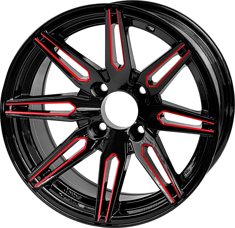STEELENG 14-inch Lynx Glossy Red/Black, Mounted Set of 4, part WH1439