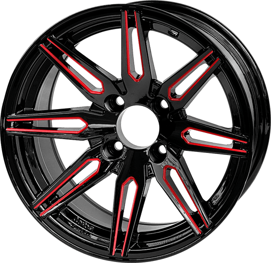 STEELENG 14-inch Lynx Glossy Red/Black, Mounted Set of 4, part WH1439