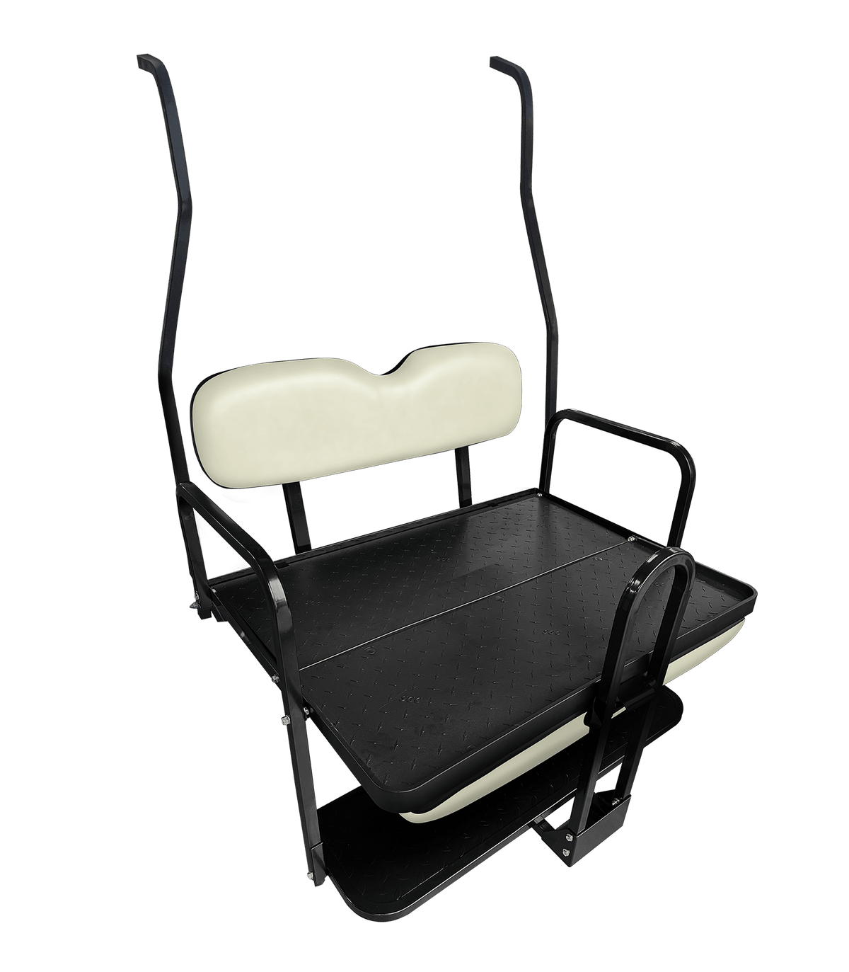 STEELENG NOMAD Rear Flip Seat, Club Car DS New Style (2000.5-2013) with White Cushion Set, part BNDL-SFDS09-SC0023