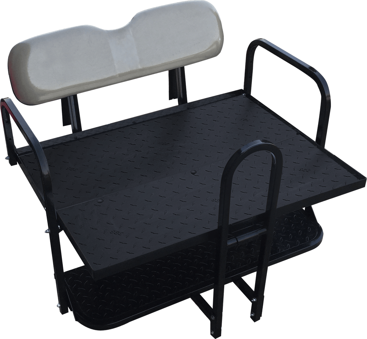STEELENG NOMAD Rear Flip Seat, Club Car DS (1982-2000.5) with Sandstone Cushion Set, part BNDL-SFDS08-SC0027
