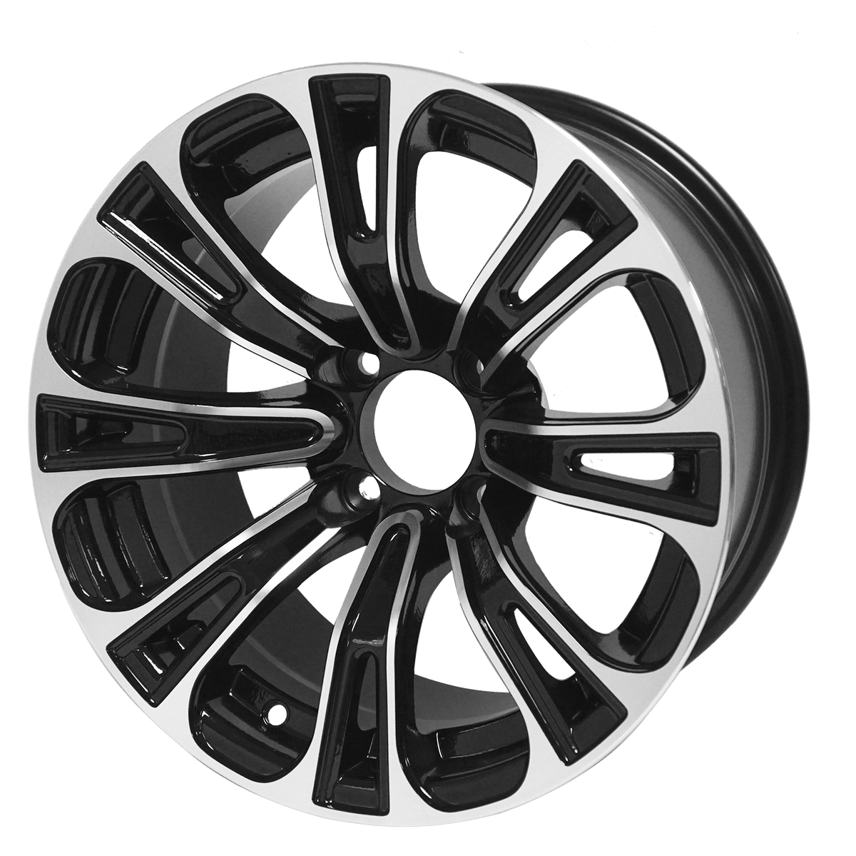 STEELENG 14-inch Vector Machined/Black, Mounted Set of 4, part WH1418