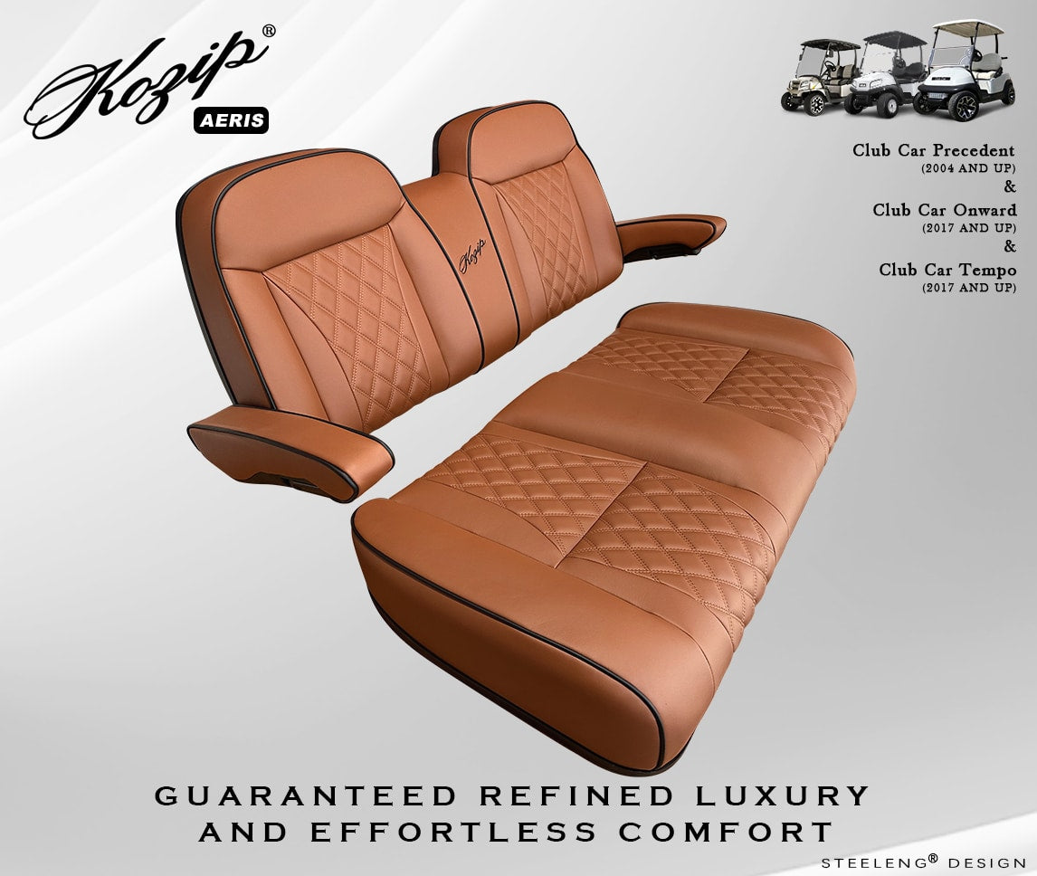 STEELENG Kozip (AERIS) Front Seat Cushion Set, Brown Base with Black Piping, Brown Cross — alternate view, part SCPR33