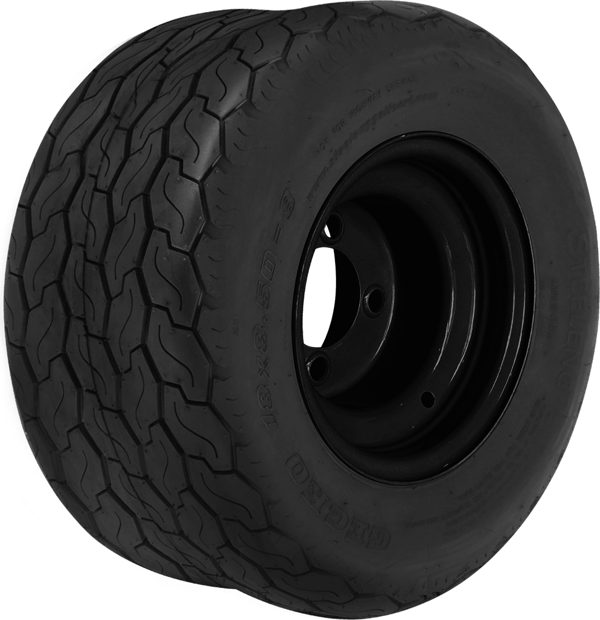 STEELENG 8-inch Black Steel Wheels, 18x8.5-8 inch GECKO Street Tires (Set of 4), part BNDL-WT0803