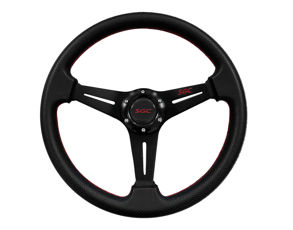 STEELENG SW1 STEERING WHEEL, Zero offset, Black with Steering Wheel Adaptor for EZGO TXT or RXV, part BNDL-WA0001-WATR01
