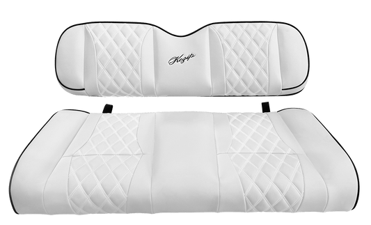 STEELENG Kozip Rear Seat Cushion Set, White Base with Black Piping, White Cross Stitch, Universal (NOMAD Seat Kit)