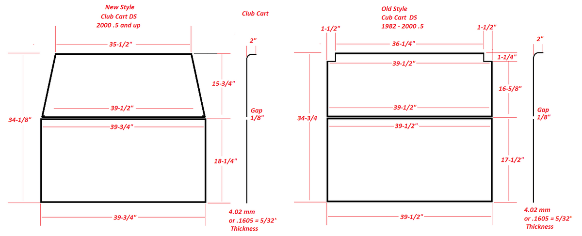 STEELENG MOAB DOT-Approved Windshield Clear Foldable for Club Car DS (2000.5-up) — alternate view, part WSDS12