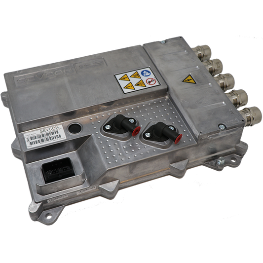Sevcon 636A34901 Gen5 Size 9 controller, 450V 400A traction inverter for high-voltage EVs; rugged design, CAN diagnostics, OEM-ready propulsion control systems.