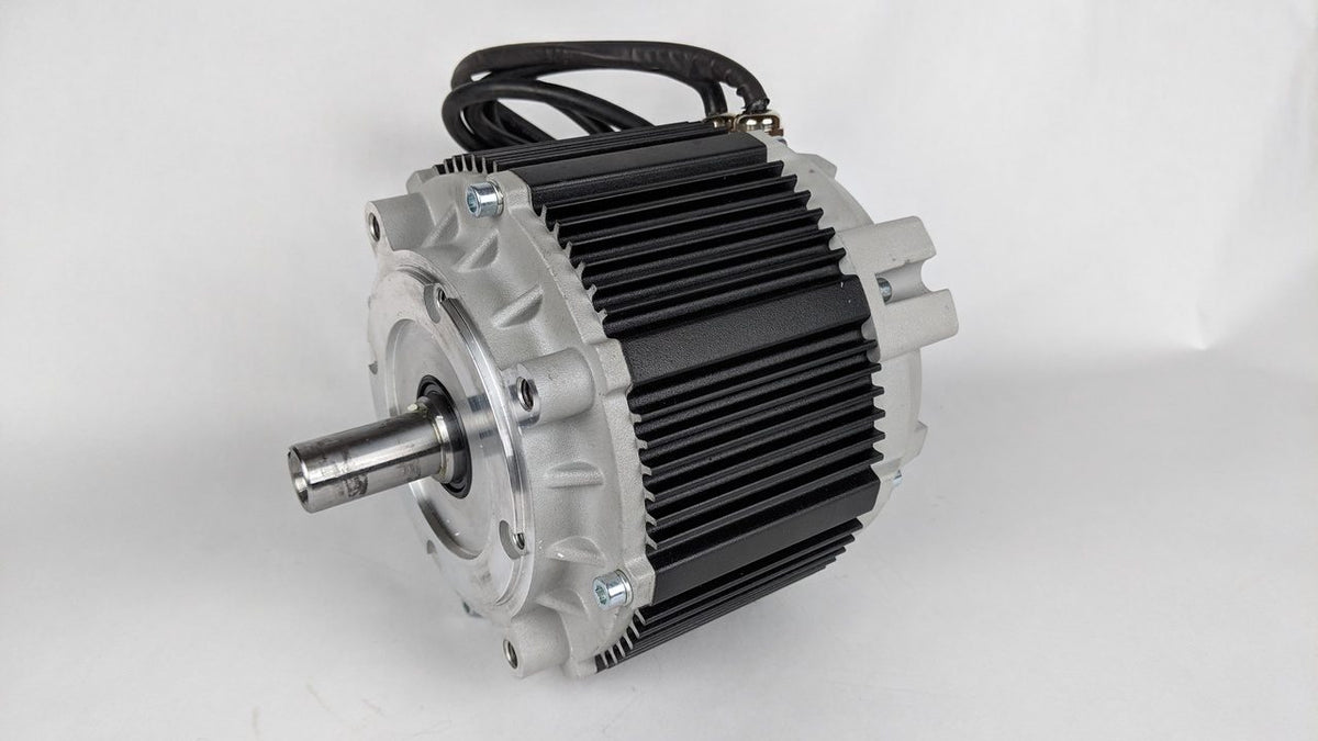 Motenergy ME1717 PMAC 4 kW 24–60 VDC electric motor — front three-quarter view with shaft