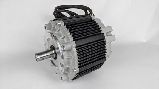 Motenergy ME1717 PMAC 4 kW 24–60 VDC electric motor — front three-quarter view with shaft