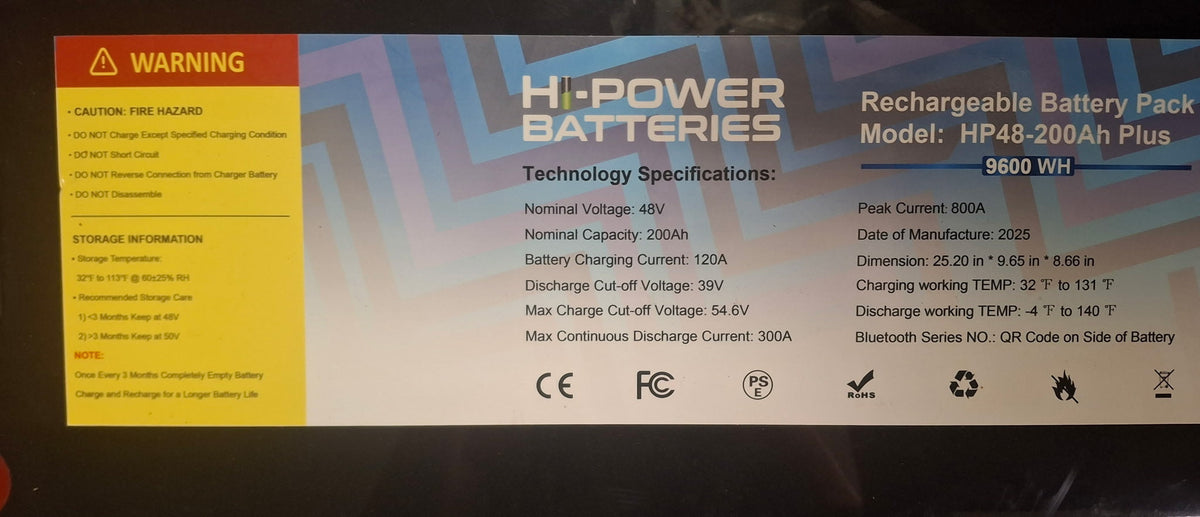 48V 200Ah Hi-Power lithium golf cart battery with charger